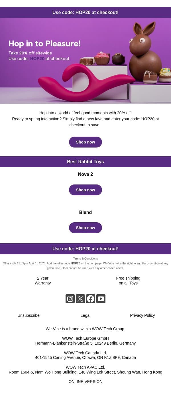 Easter Monday magic 🐰 email from We-Vibe screenshot