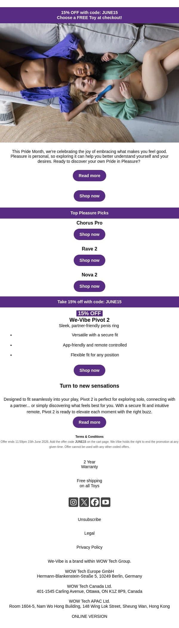 Good vibes start with being yourself email from We-Vibe screenshot