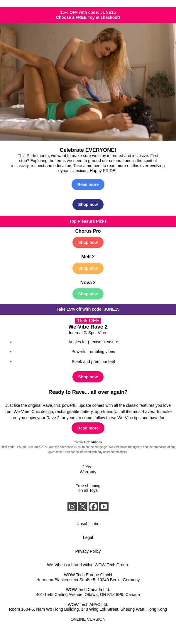 Let’s do the A to Z of LGBTQIA+ 🌈 email from We-Vibe screenshot