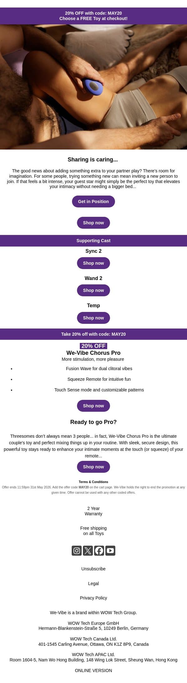 Room for one more? email from We-Vibe screenshot