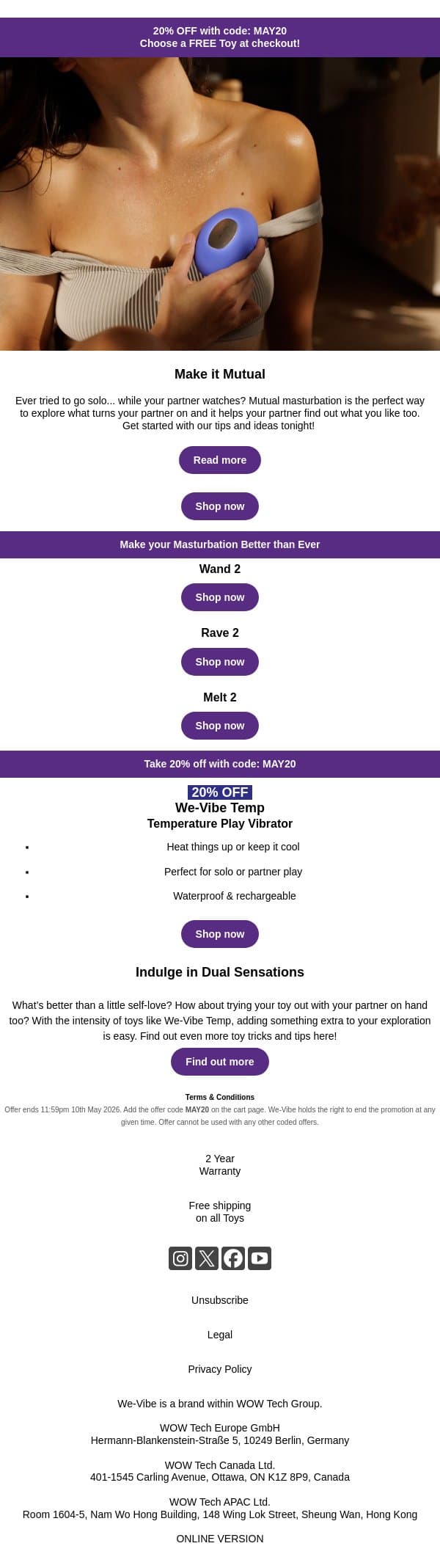 Share the positive vibes😉💦 email from We-Vibe screenshot