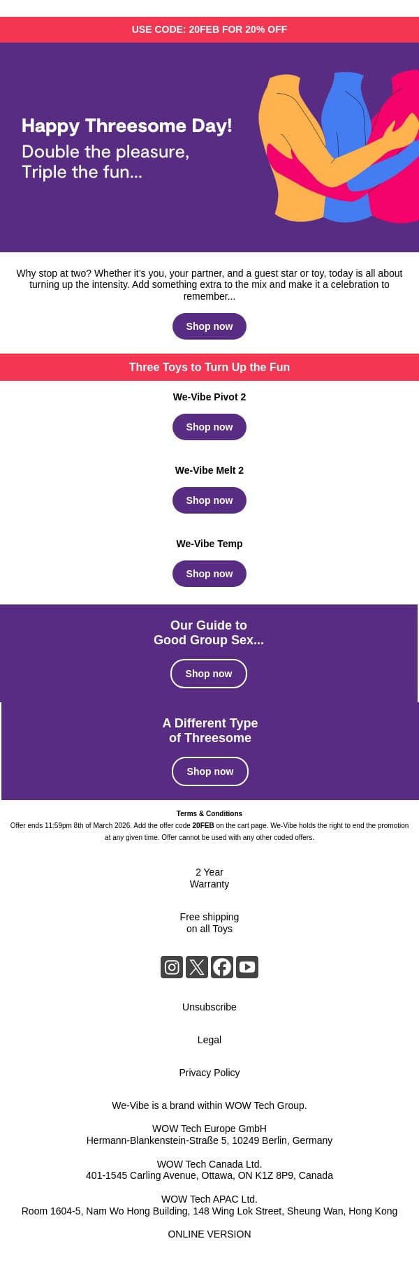 It's Threesome Day...👀 email from We-Vibe screenshot