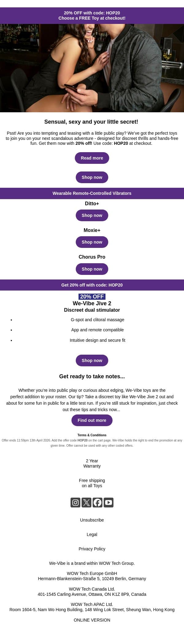 Ready for some outdoor play? 🤭💦 email from We-Vibe screenshot