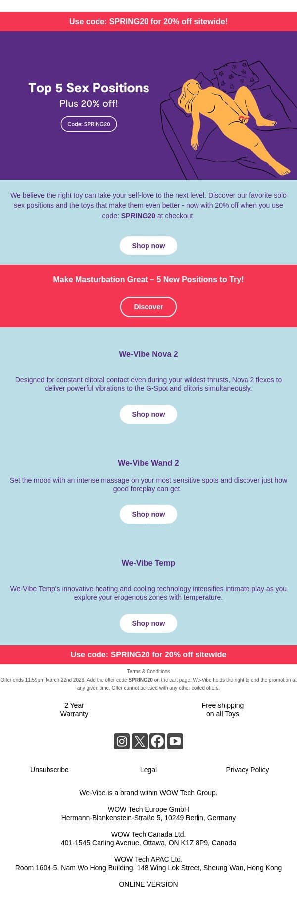 Ready to get in position? email from We-Vibe screenshot