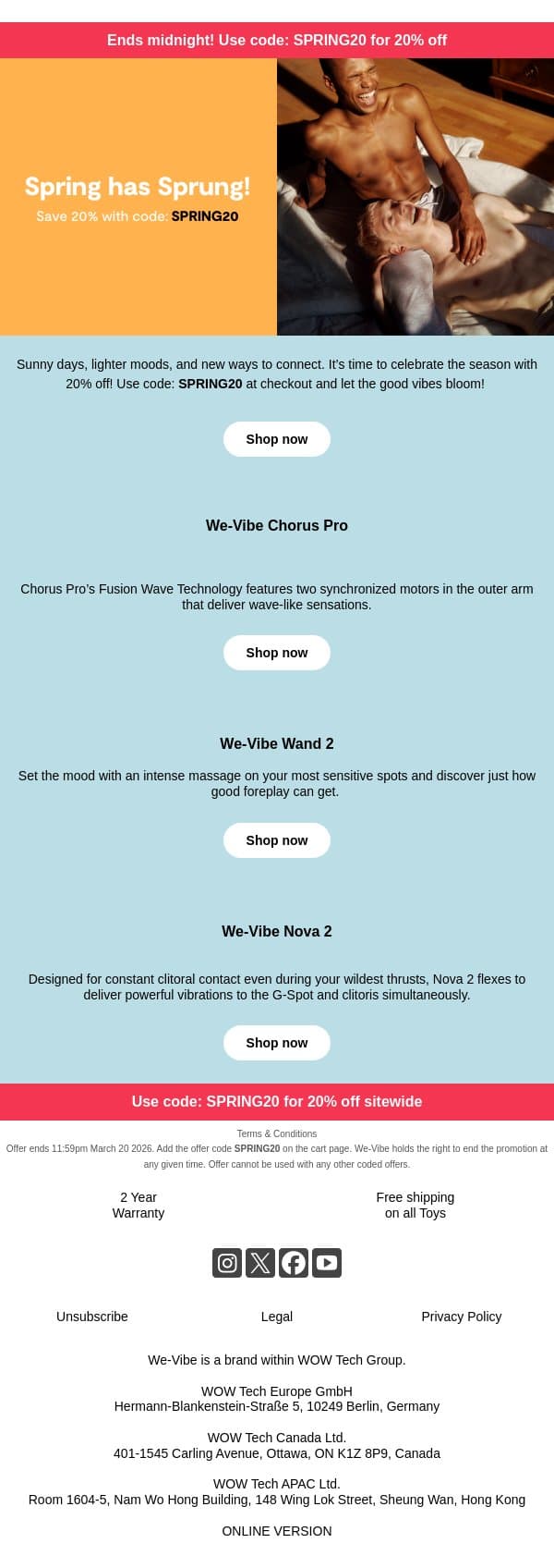 Spring Starts Here 🌸 email from We-Vibe screenshot