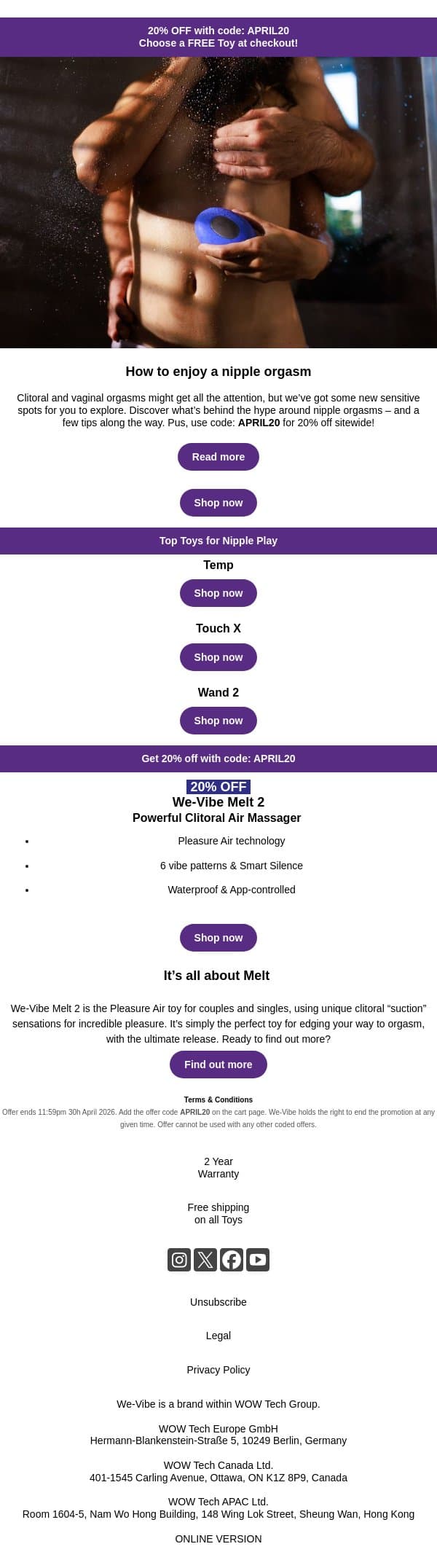 Let us push your buttons🥵💦 email from We-Vibe screenshot
