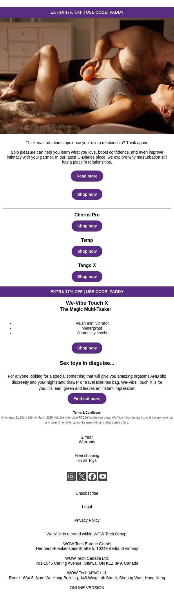 In a relationship… and still going solo? 👀 email from We-Vibe screenshot
