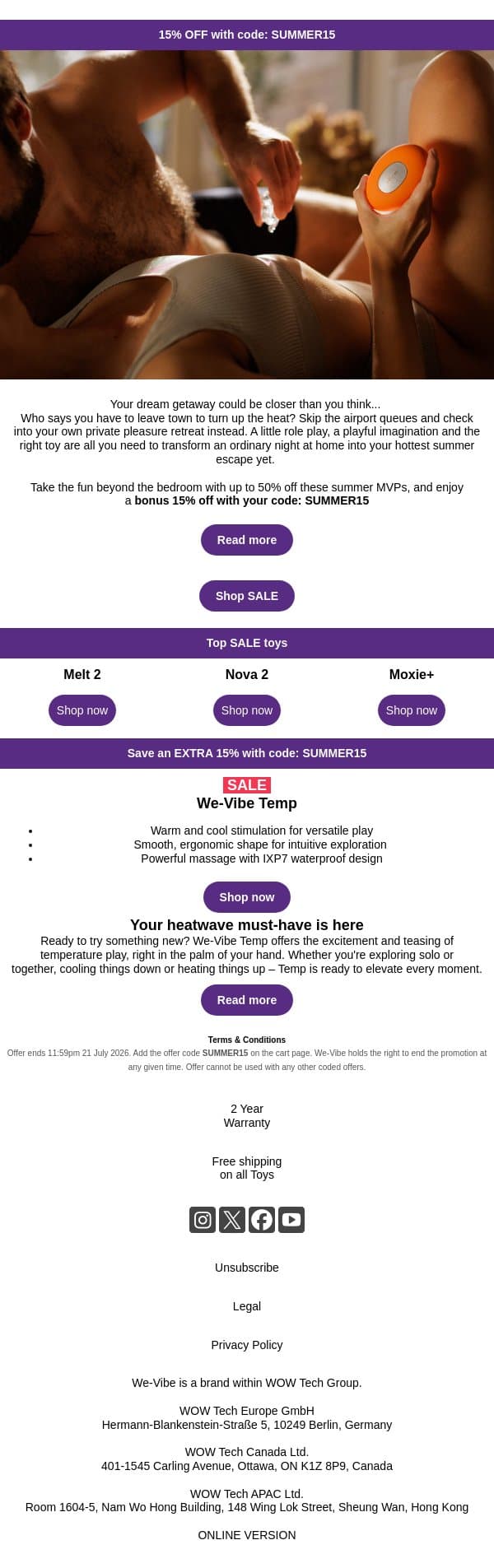 Home is where the heat is 🔥 email from We-Vibe screenshot