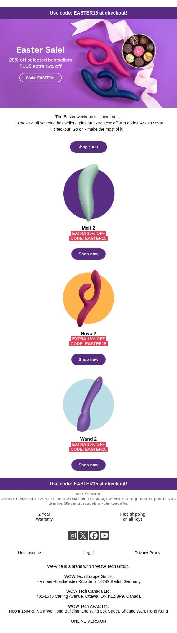 Flash SALE continues ⚡ email from We-Vibe screenshot
