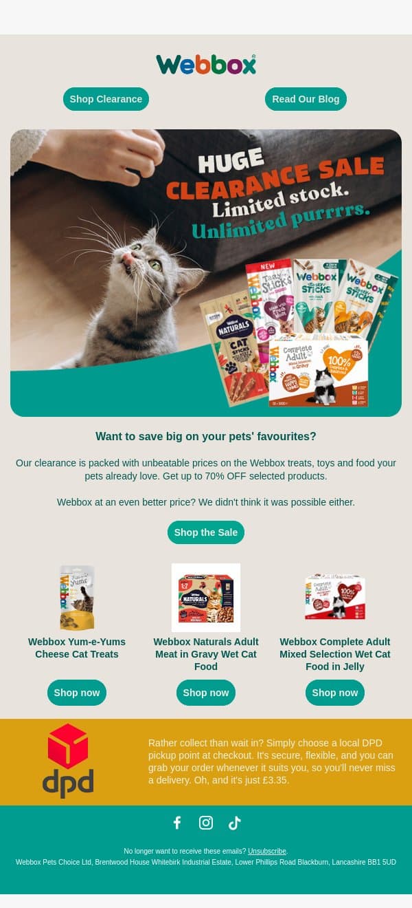 Big savings. Same great Webbox 🐾 email from Webbox screenshot