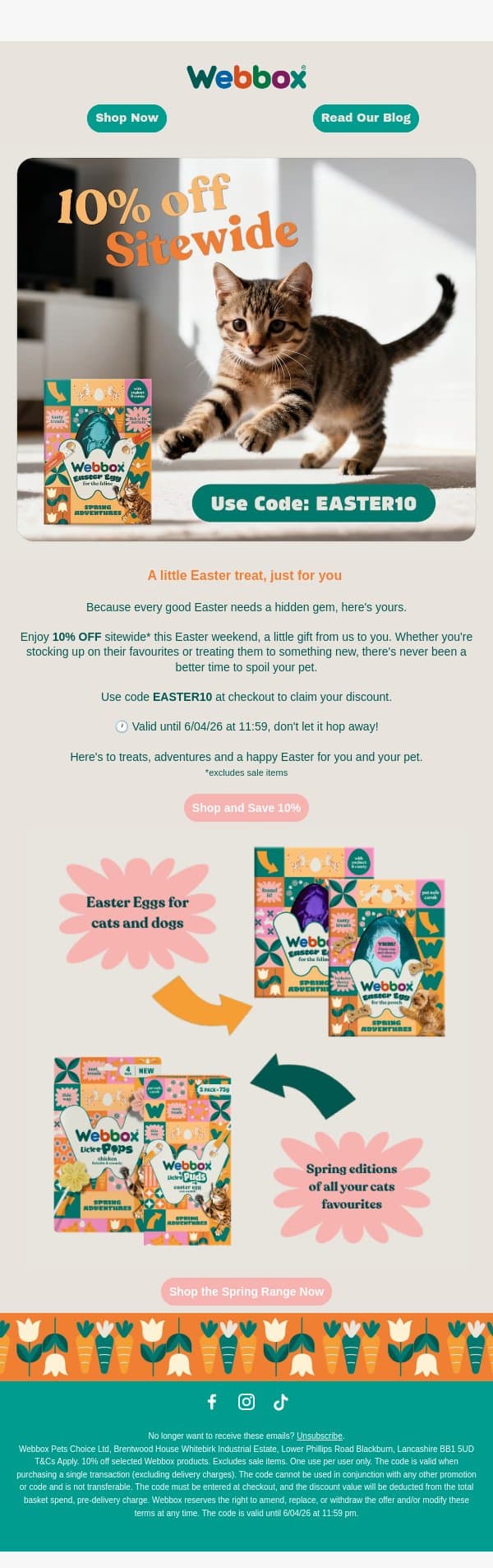 10% off this Easter weekend 🐣 email from Webbox screenshot