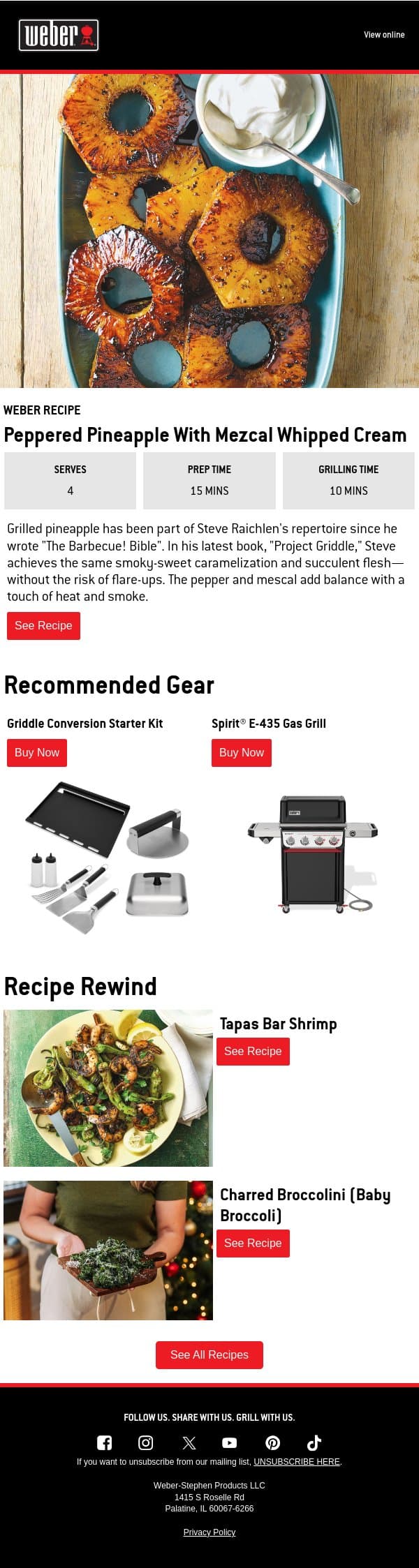 This Pineapple Packs Smoke, Spice, and Serious Flavor email from Weber screenshot