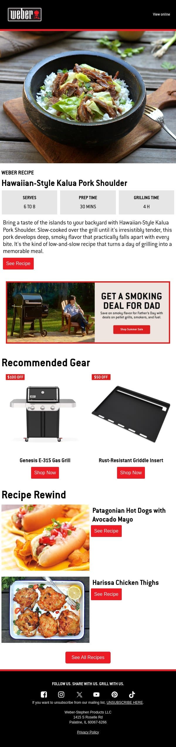 Aloha, Grill Season 🌴 email from Weber screenshot