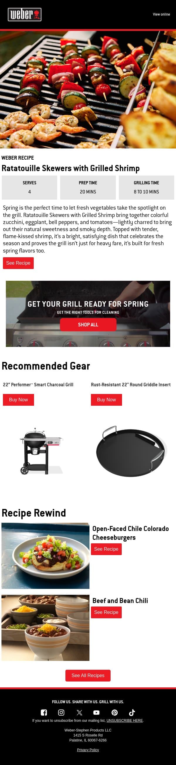 Spring on a Skewer 🌱 email from Weber screenshot