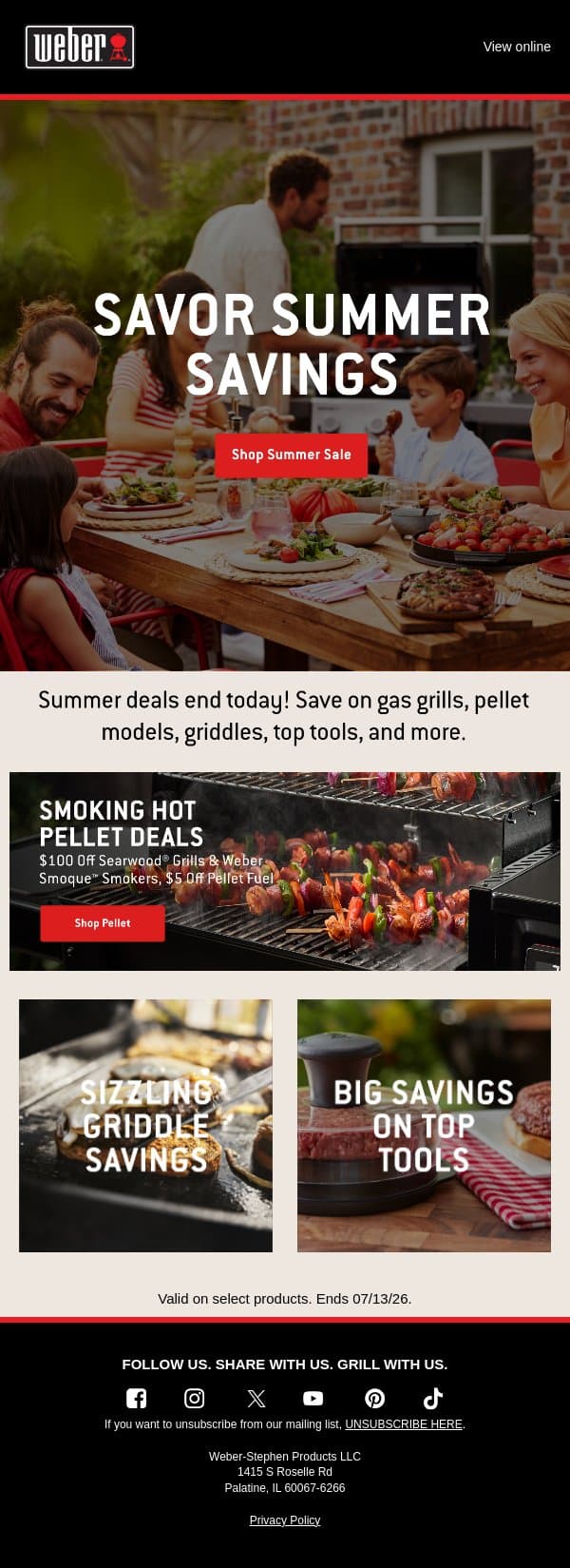 Last Call to Save on Summer Favorites email from Weber screenshot