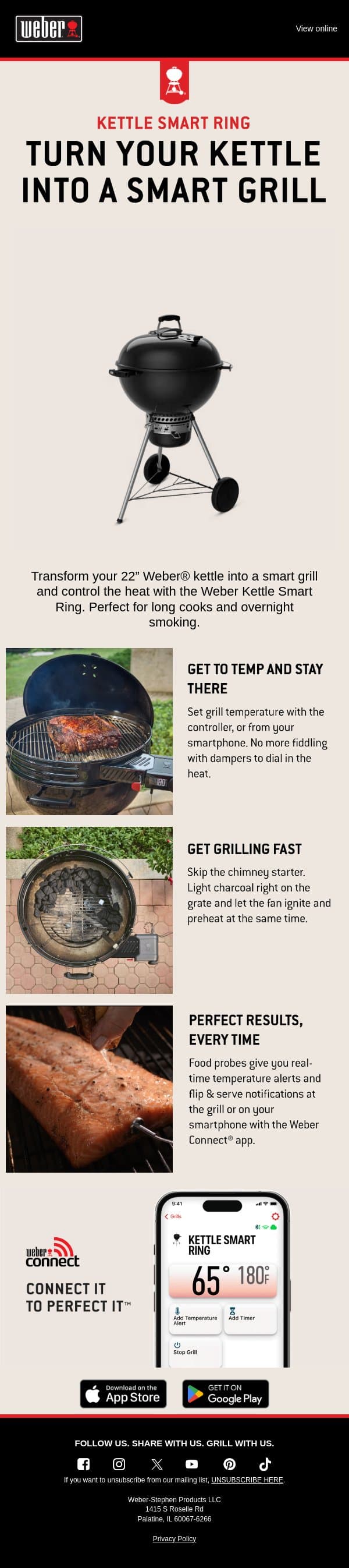 NEW Weber® Kettle Smart Ring email from Weber screenshot