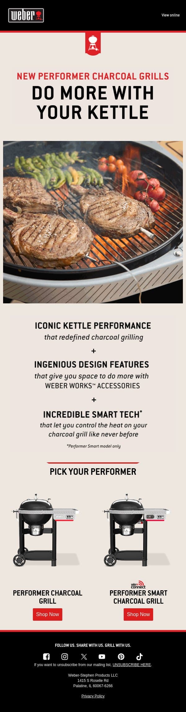 Charcoal Just Got Smarter email from Weber screenshot