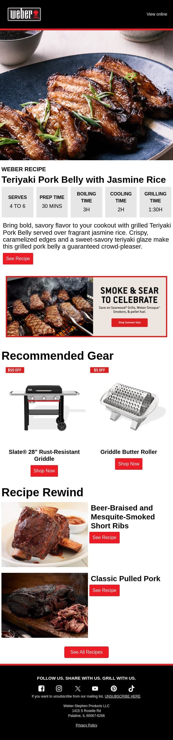 A Fresh Twist on Summer Grilling email from Weber screenshot