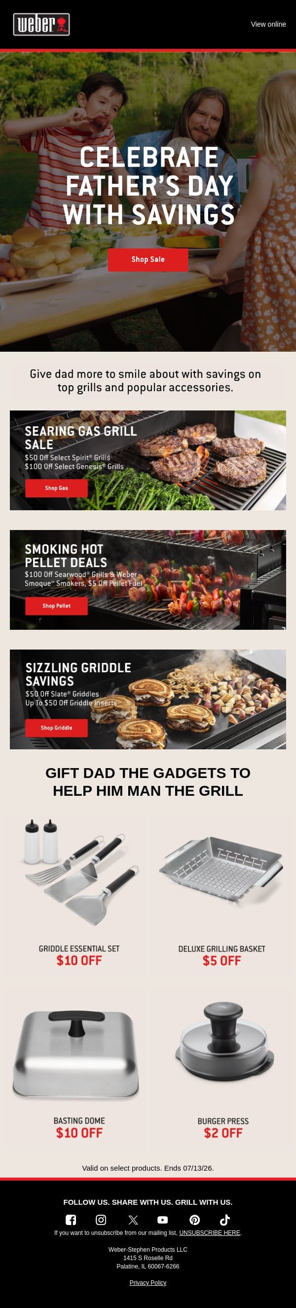 Celebrate Father’s Day with Weber email from Weber screenshot