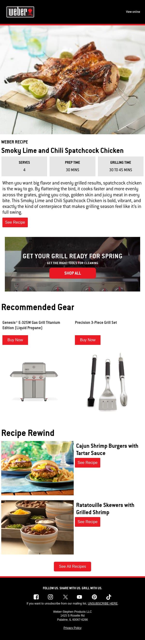 Flatten It. Grill It. Love It. email from Weber screenshot