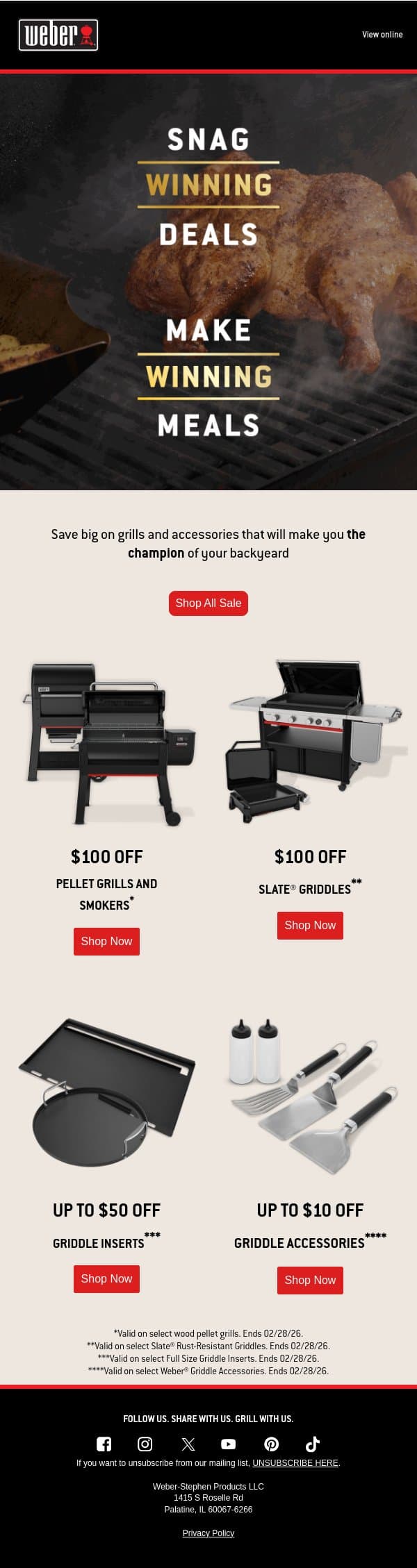 Save Big with Winning Deals 🏆 email from Weber screenshot