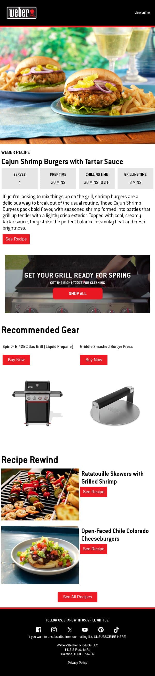 Turn Up the Heat with Cajun Shrimp email from Weber screenshot