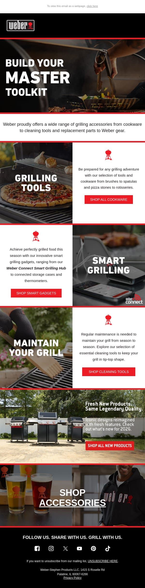 Every grill master needs these. email from Weber screenshot