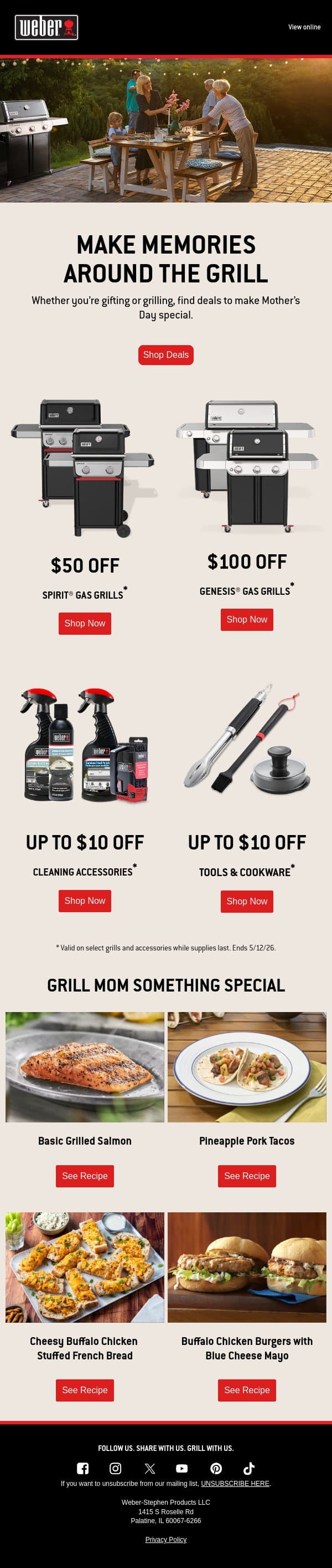 Grill up an unforgettable Mother’s Day email from Weber screenshot