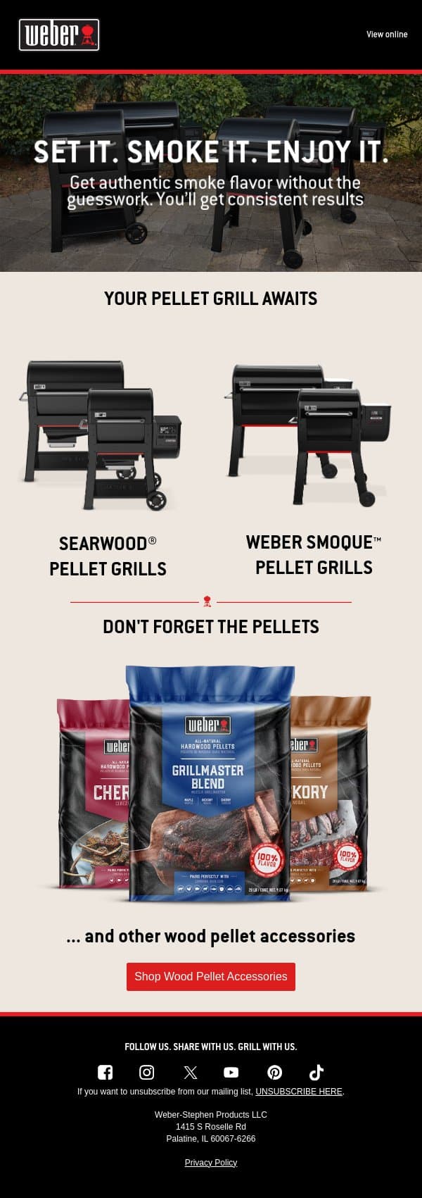 Wood-Fired Flavor Starts Here email from Weber screenshot