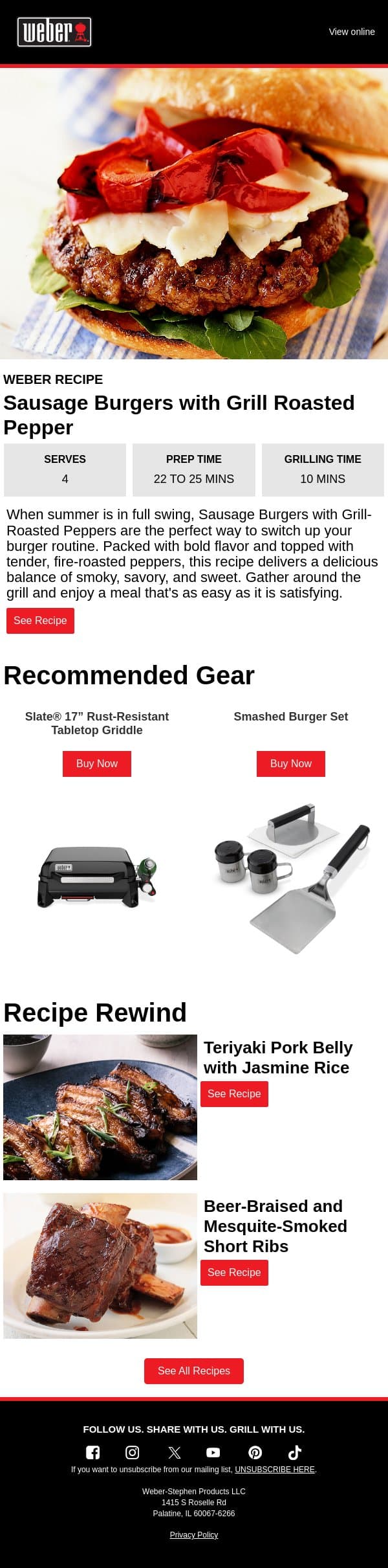 Keep Summer Grilling Interesting email from Weber screenshot
