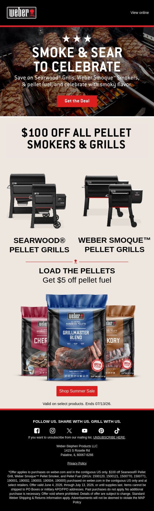 $100 Off to Celebrate 250 Years 🇺🇸 email from Weber screenshot