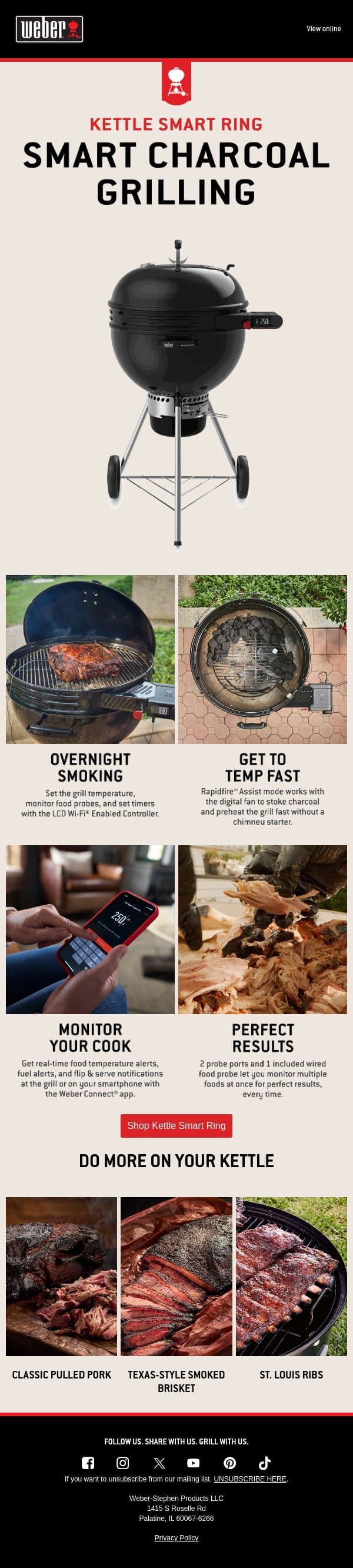 Weber® Kettle Smart Ring email from Weber screenshot
