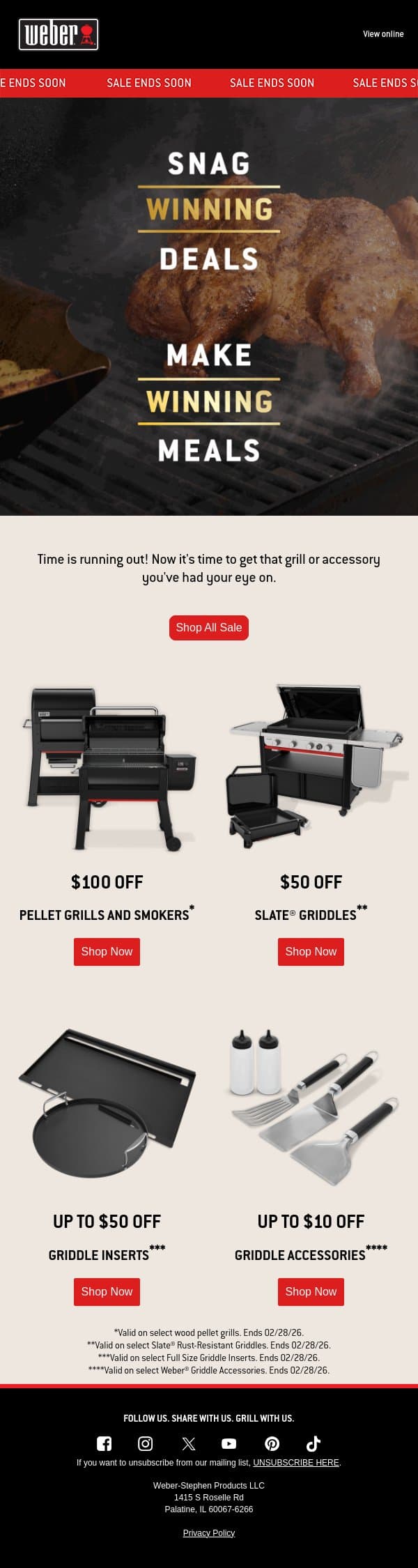 Ends Today! Final Hours to Save! email from Weber screenshot