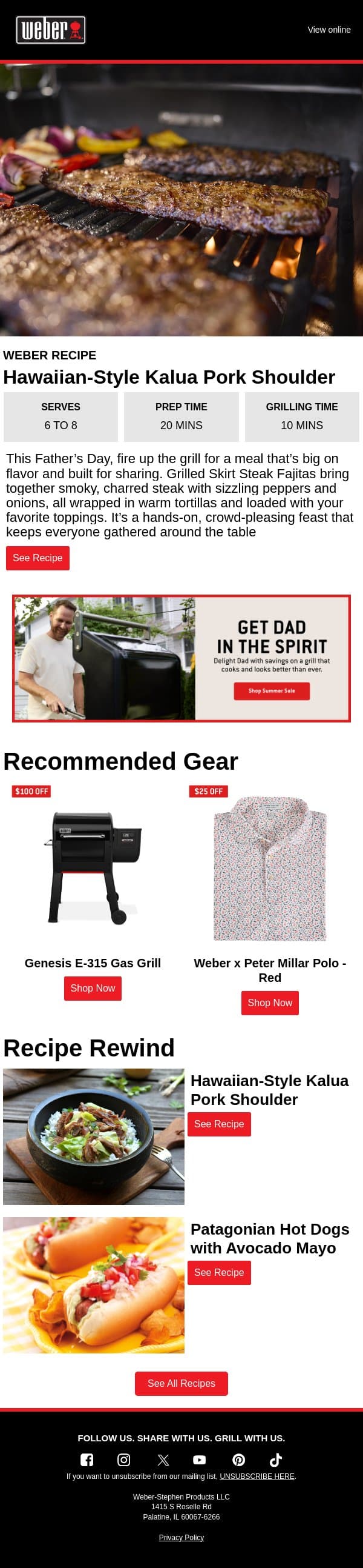Fajitas for Dad 🌮 email from Weber screenshot