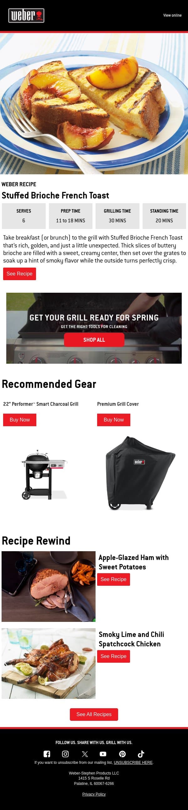 Breakfast Just Hit the Grill email from Weber screenshot