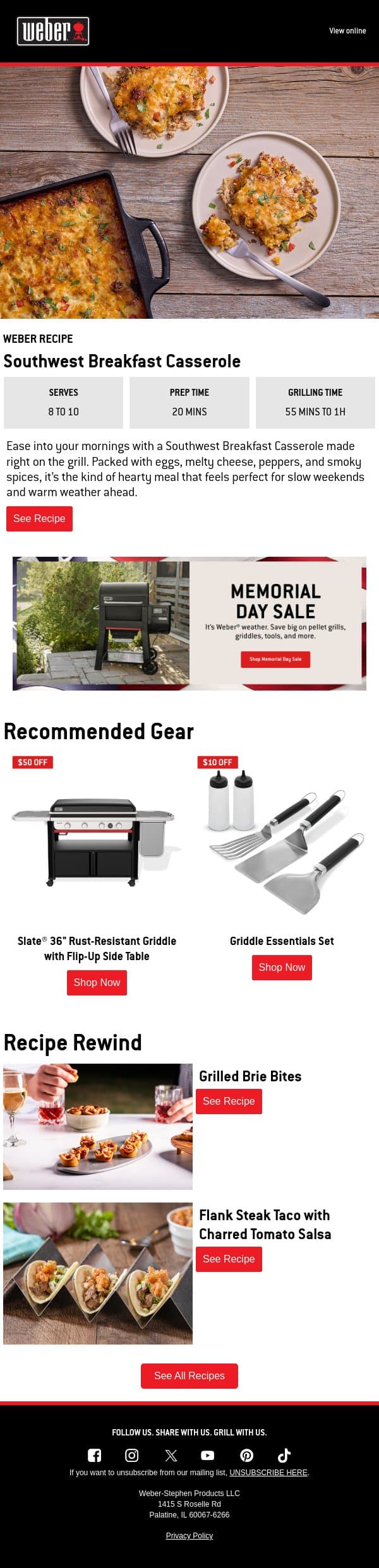 Take Breakfast Outside email from Weber screenshot