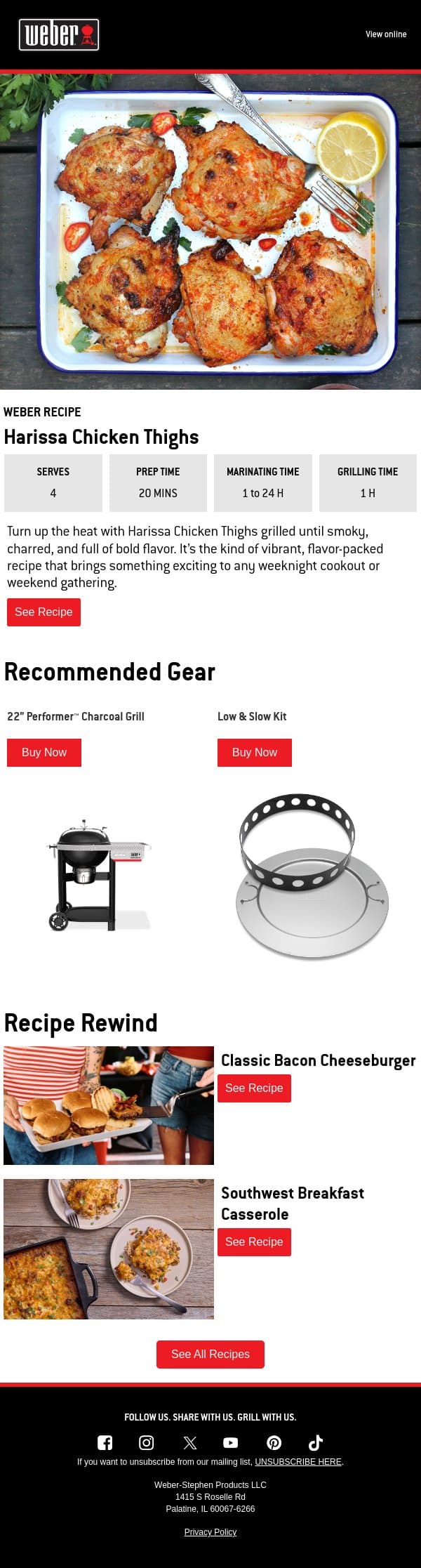 Go Beyond Basic Grilled Chicken email from Weber screenshot