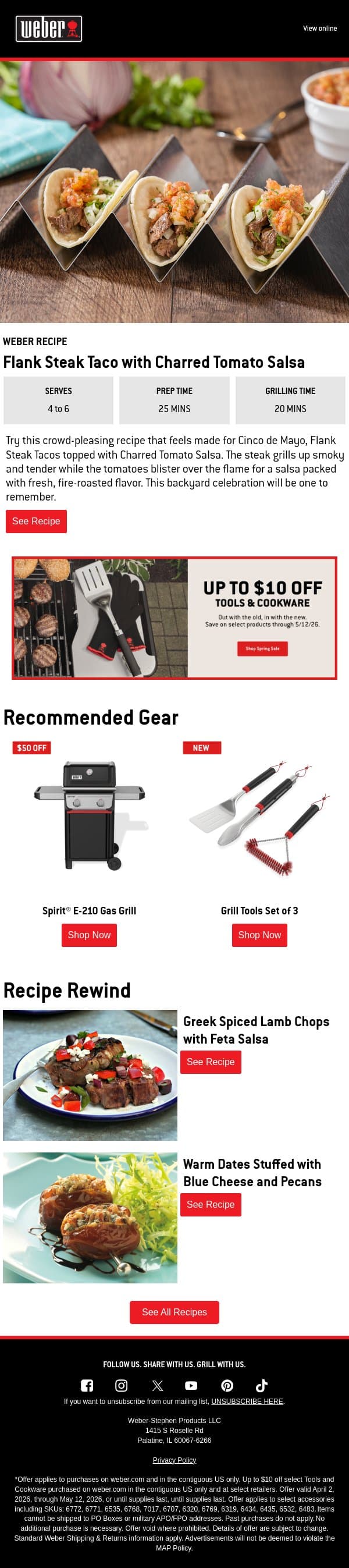Grill the Tacos For Cinco de Mayo email from Weber screenshot