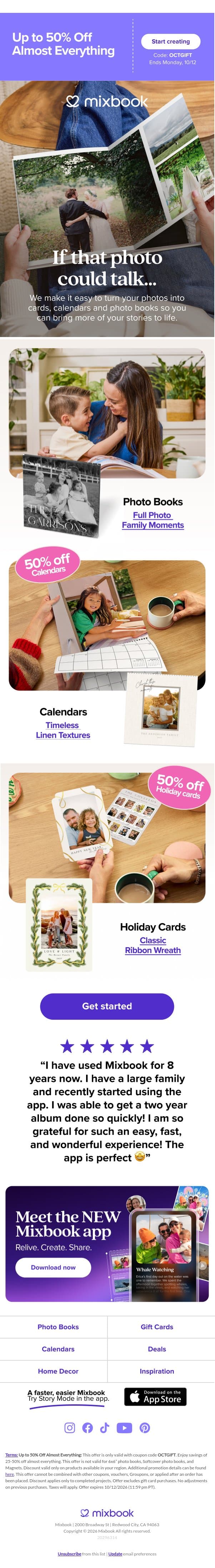 3 ways to tell your story with Mixbook email from WedPics screenshot