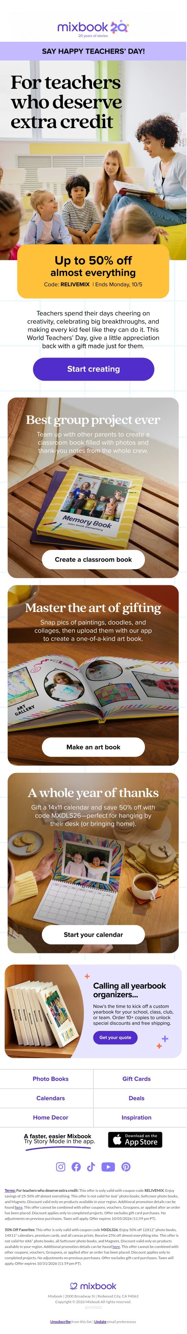 Gifts for teachers who make a difference 🍎 email from WedPics screenshot