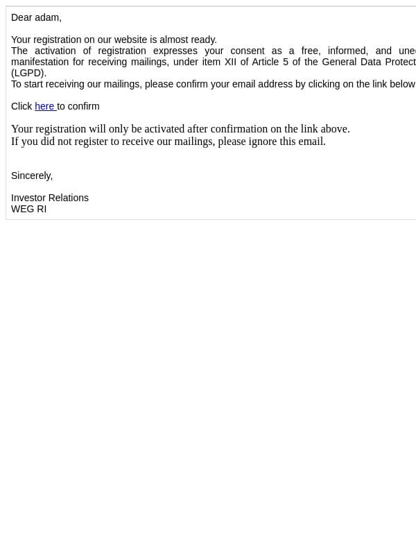 WEG RI | Registration Confirmation email from WEG