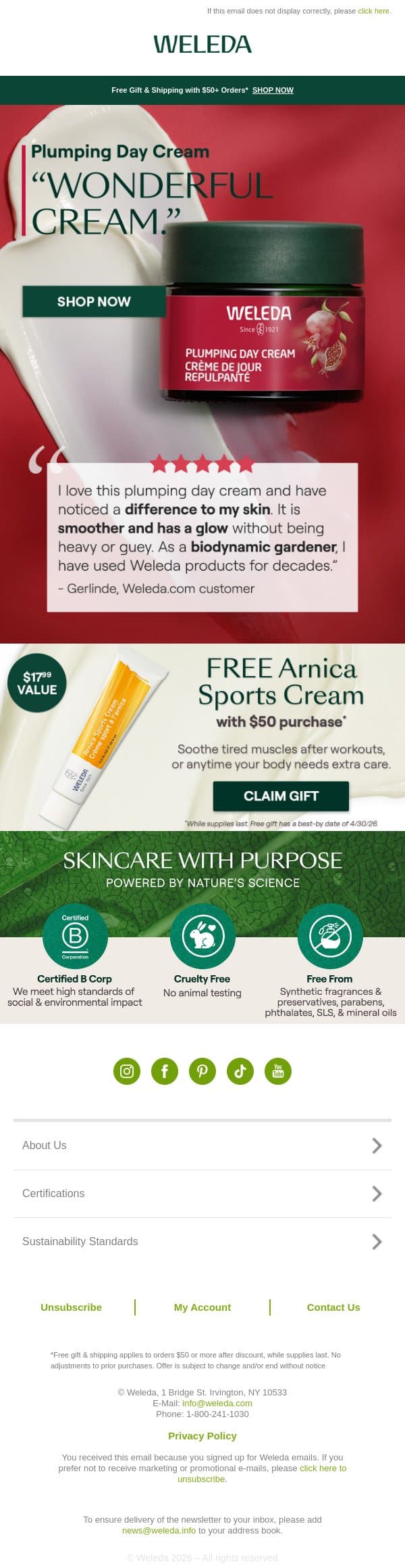 Smoother, more glowy skin? Yes, please! email from Weleda screenshot