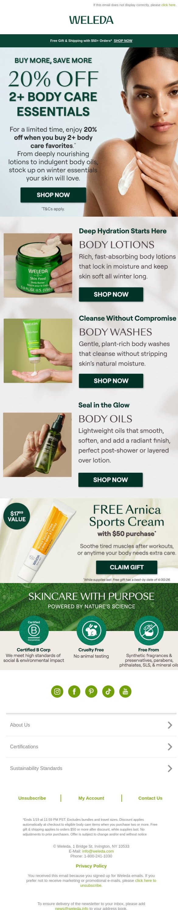 Still Thinking It Over? Take 20% Off Body Care email from Weleda screenshot