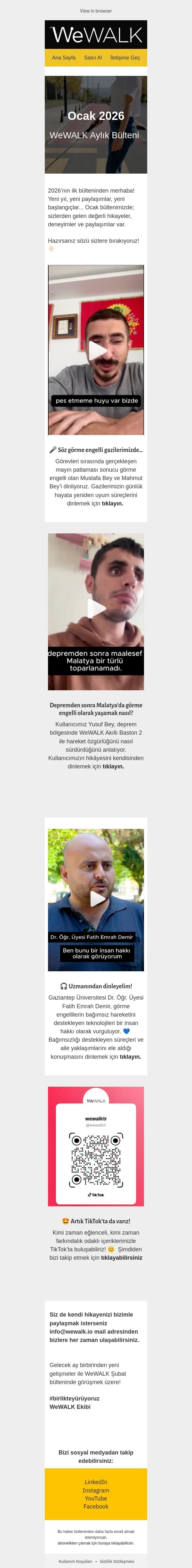 WeWALK Ocak 2026 Bülteni| Yeni Yıla Sizden Gelenlerle Başlıyoruz! email from WeWALK screenshot