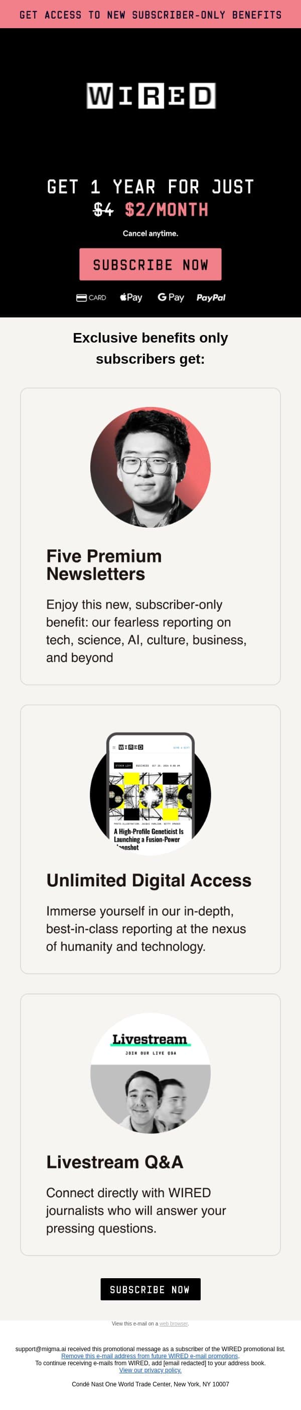 Make sense of the noise email from Wired screenshot