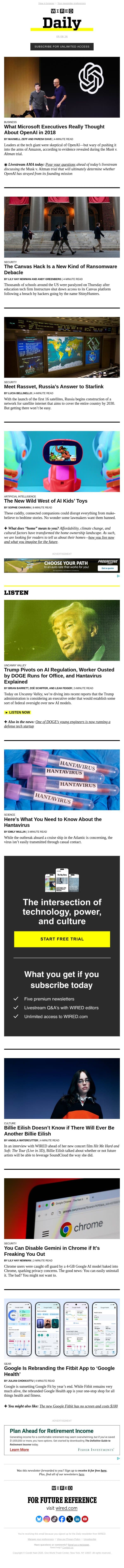 The new Wild West of AI kids’ toys email from Wired screenshot