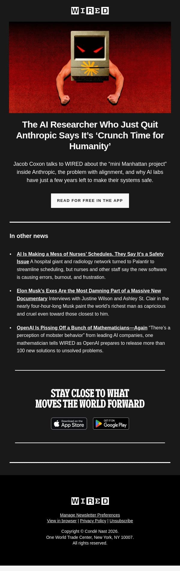 The People Building AI Think It Could Kill Us All email from Wired screenshot