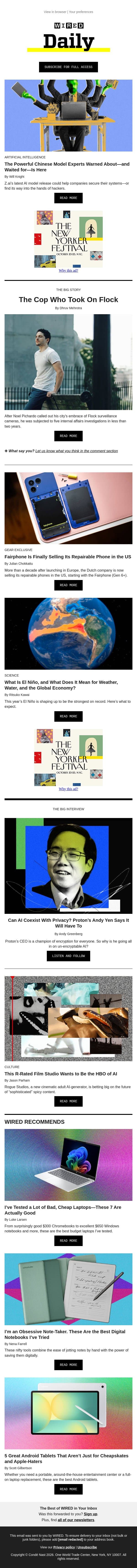 The Big Story: The cop who took on Flock email from Wired screenshot