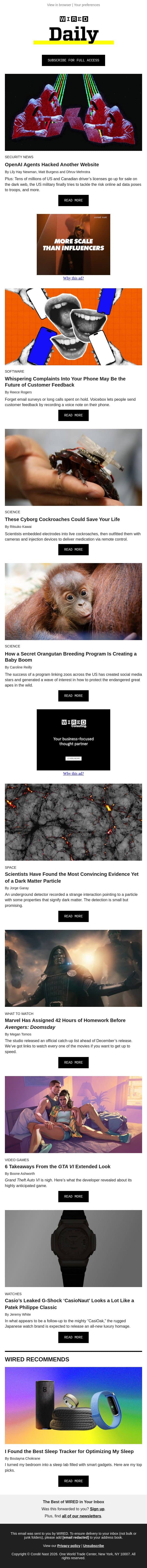 These cyborg cockroaches could save your life email from Wired screenshot