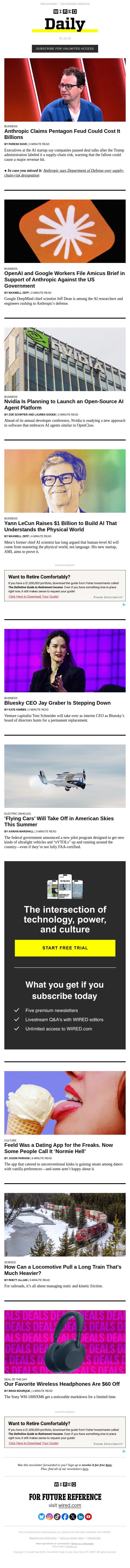 Anthropic claims Pentagon feud could cost it billions email from Wired screenshot